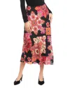 Karen Kane Medallion Floral Print Bias Cut Midi Skirt In Multi