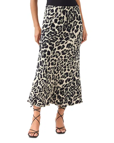 Karen Kane Printed Pull On Bias Cut Midi Skirt In Black