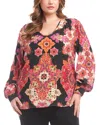 Karen Kane Printed Scoop Neck Top In Animal Print
