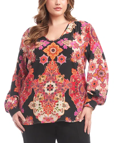 Karen Kane Printed Scoop Neck Top In Animal Print