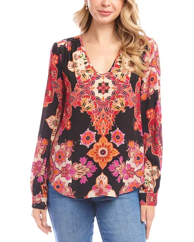Karen Kane Printed Scoop Neck Top In Multi