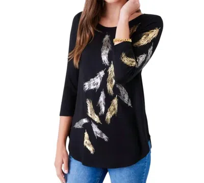 Karen Kane Printed Shirttail Top In Black
