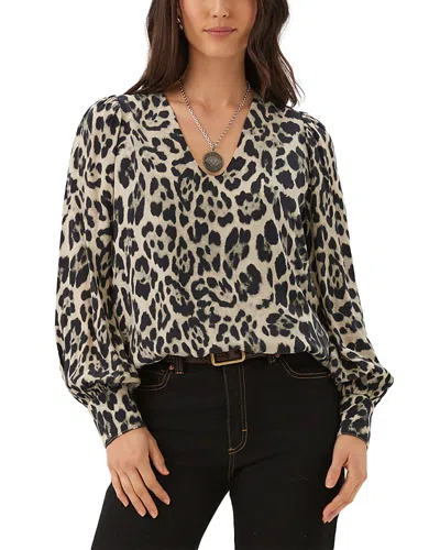 Karen Kane Printed V Neck Puff Sleeve Top In Multi