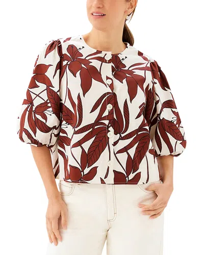 Karen Kane Puff Sleeve Button Front Top In White