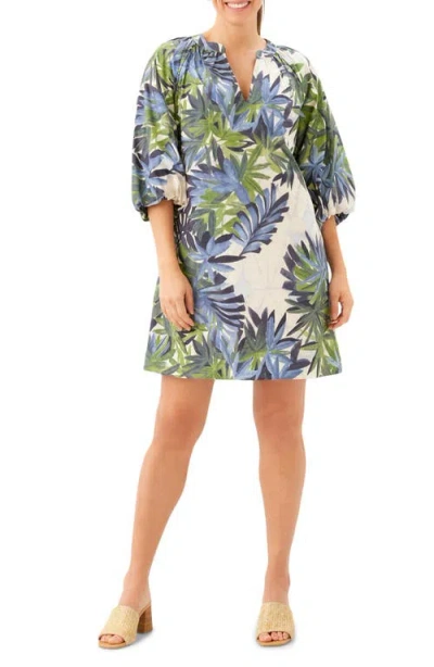 Karen Kane Puff Sleeve Cotton Peasant Minidress In Multi