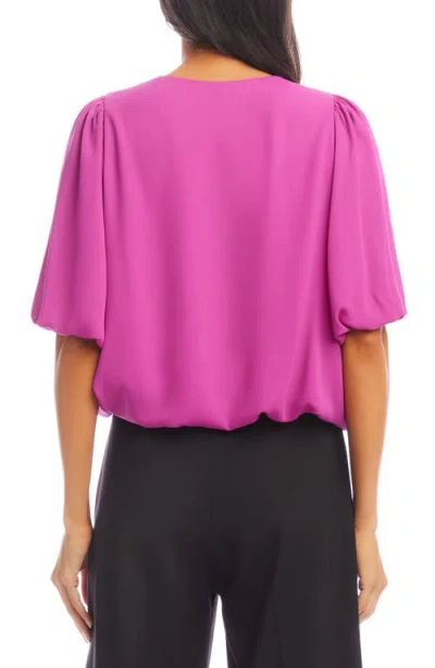 Karen Kane Puff Sleeve Crepe Top In Purple