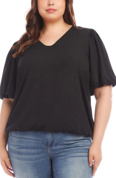 Karen Kane Puff Sleeve Crepe Top In Black