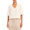 Karen Kane Puff Sleeve Crepe Top In Ecru
