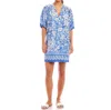 Karen Kane Puff Sleeve Peasant Dress In Floral Paisley In Blue
