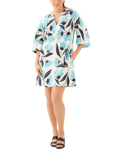 Karen Kane Puff Sleeve Cotton Peasant Minidress In Animal Print
