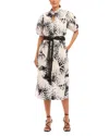 Karen Kane Belted Puff Sleeve Midi Shirtdress In Print