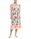 Karen Kane Floral Puff Sleeve Cotton Midi Shirtdress In Print