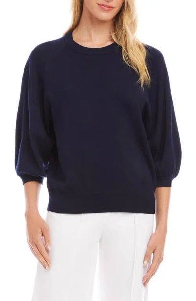 Karen Kane Puff Sleeve Sweater In Blue