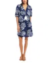 Karen Kane Coral Print Tassel Cotton Dress In Navy