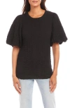 Karen Kane Puff Sleeve Textured Shirt In Black