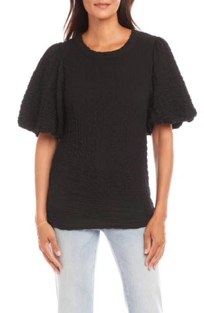 Karen Kane Puff Sleeve Textured Shirt In Black