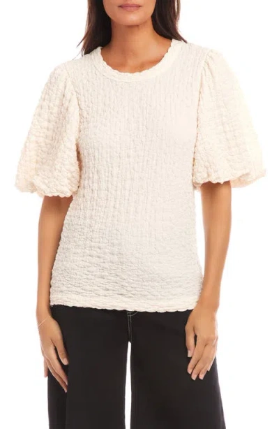 Karen Kane Puff Sleeve Textured Shirt In Cream