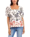 Karen Kane Puff Sleeve Square Neck Poplin Print Top In Multi In Print