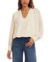 Karen Kane Puff Sleeve V-neck Crepe Top In Neutral