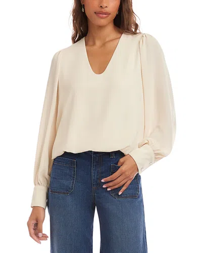 KAREN KANE PUFFED SLEEVE V NECK TOP
