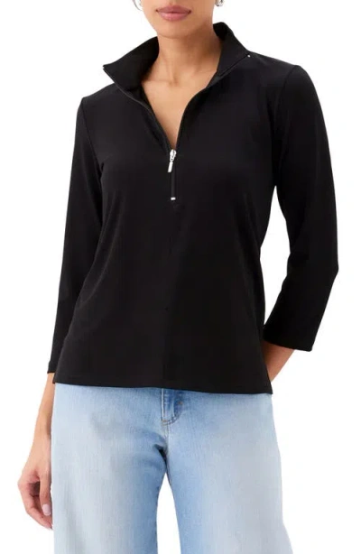 Karen Kane Quarter Zip Jersey Pullover In Black
