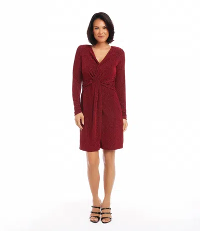 Karen Kane Raelynn Twist Front Metallic Mini Dress In Red In Burgundy