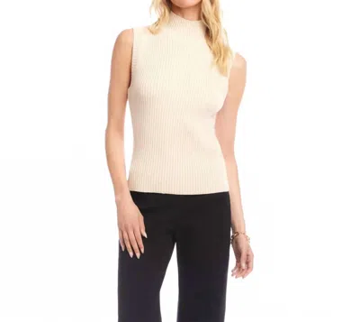 Karen Kane Raquel Ribbed Turtleneck Sweater Tank Top In Ecru In White