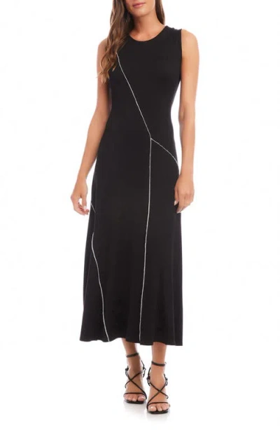 Karen Kane Reverse Seam Sleeveless Midi Dress In Black