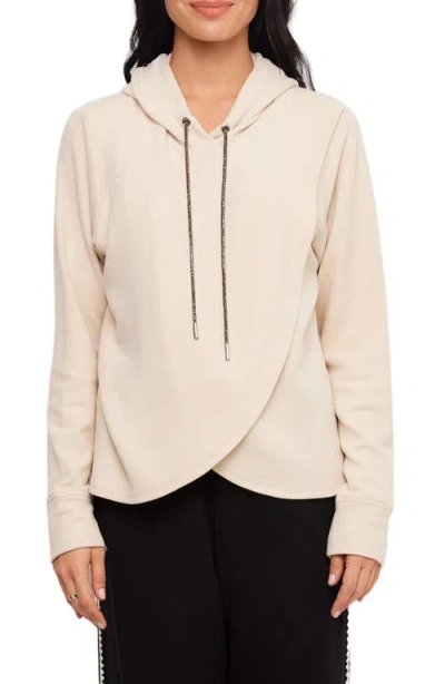 Karen Kane Rhinestone Drawstring Crossover Sweatshirt In Pink