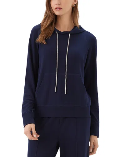 Karen Kane Rhinestone Drawstring Hoodie Sweatshirt In Blue