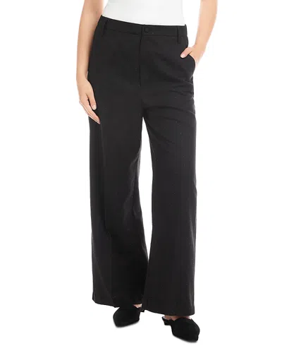 Karen Kane Rhinestone Embellished Wide Leg Trousers In Black