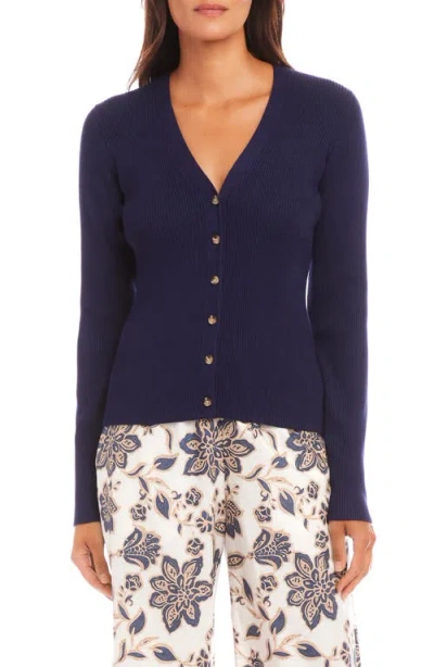 Karen Kane Rib Cardigan In Navy