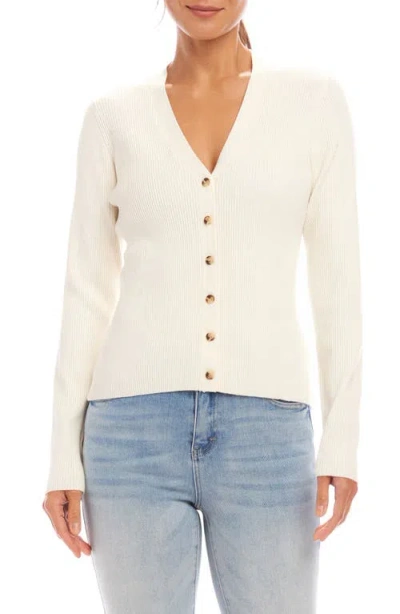 Karen Kane Rib Cardigan In Off White