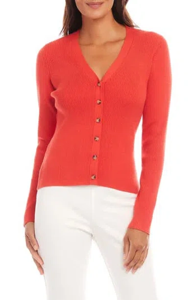 Karen Kane Rib Cardigan In Orange