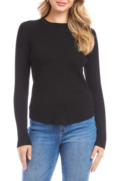 Karen Kane Rib Crewneck Sweater In Black