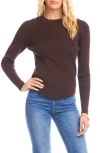 Karen Kane Rib Crewneck Sweater In Brown