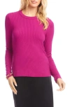 Karen Kane Crewneck Long Sleeve Top In Pink
