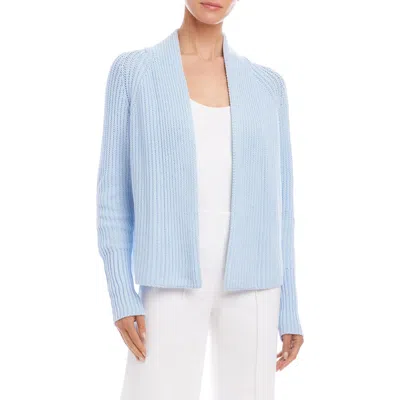 Karen Kane Rib Crop Cardigan In Blue