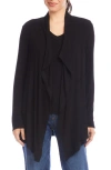 Karen Kane Rib Draped Open Front Cardigan In Black