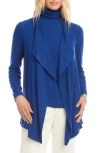 Karen Kane Rib Draped Open Front Cardigan In Blue