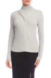 Karen Kane Rib Faux Wrap Turtleneck Top In Gray