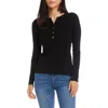 Karen Kane Rib Henley Sweater In Black