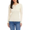 Karen Kane Rib Henley Sweater In White