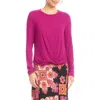 Karen Kane Rib Knit Twist Hem Top In Pink