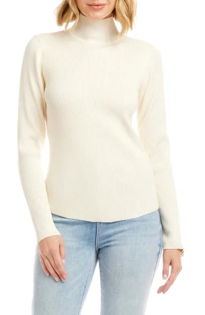 Karen Kane Rib Mock Neck Sweater In Neutral