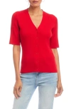 Karen Kane Short Sleeve Ribbed Cardigan In Red