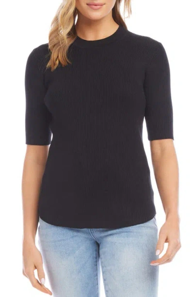 Karen Kane Rib Short Sleeve Sweater In Black