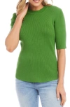 Karen Kane Rib Short Sleeve Sweater In Green
