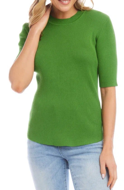 Karen Kane Rib Short Sleeve Jumper In Green