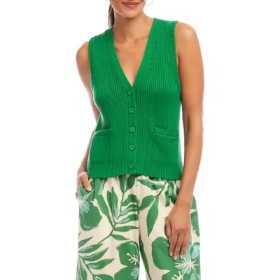 Karen Kane Rib Sweater Vest In Green